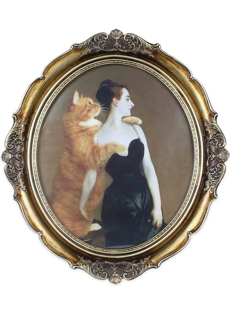 إطار الصورة البيضاوية الخوالي 10x12 بوصة، الذهب البرونزي إطارات الصور القديمة مع الزجاج الأمامي للسطح اللوحي والحائط المعلق، آرت ديكو، معرض الصور، ديكور المنزل، عروض، أفكار الهدايا - Image 2