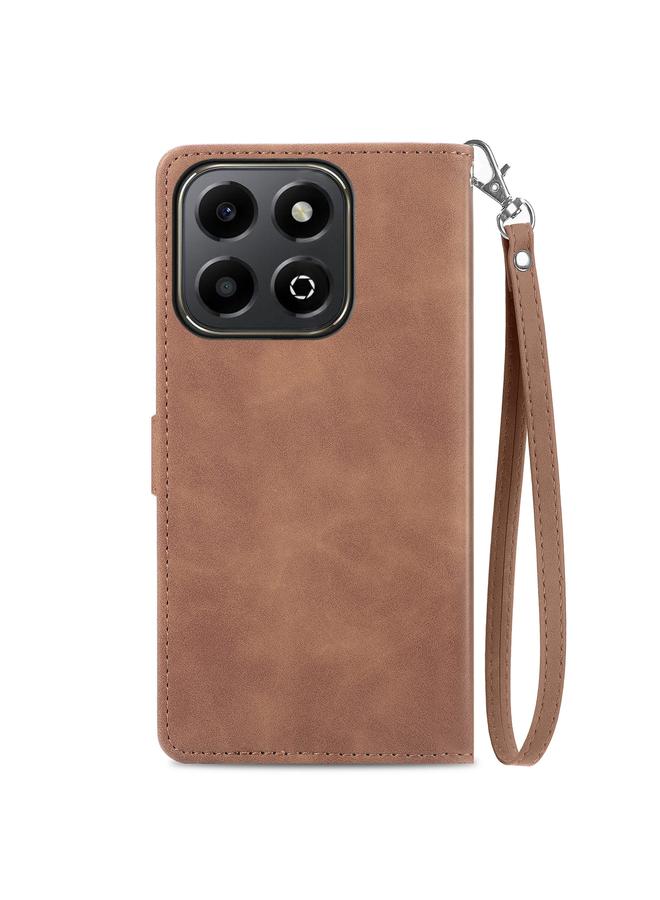 اس-توب جراب هاتف ذكي من الجلد بسحاب مزخرف بنقشة زهور لهاتف Honor 200 - Image 3