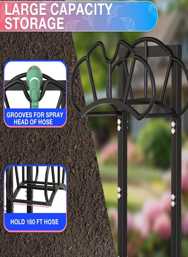 Qatsrin Super Stable Garden Hose Holder, Detachable Water Hose Holders Stand Holds 120-Feet Hose, Freestanding Hose Storage Hanger Rack for Outside Yard Lawn Farm, Black - Image 3