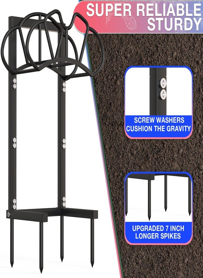 Qatsrin Super Stable Garden Hose Holder, Detachable Water Hose Holders Stand Holds 120-Feet Hose, Freestanding Hose Storage Hanger Rack for Outside Yard Lawn Farm, Black - Image 4