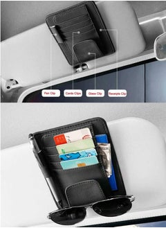 Leather Car Sun Visor Storage Glasses Organizer Bills Wallet Holder Card Clips Auto-Interior Visor Accessories (Black) - pzsku/Z715E4FBD4CF731BFF569Z/45/_/1733973681/b0ef69ce-09bf-421d-b637-12148572291b