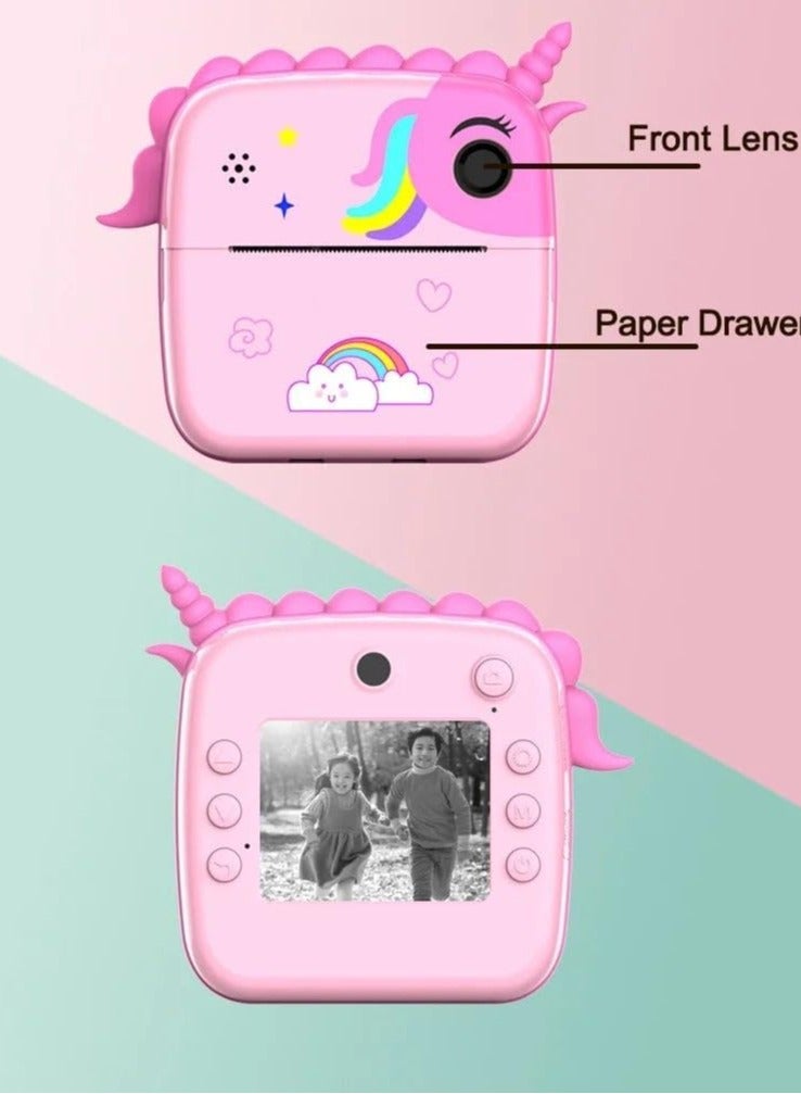 AROAQ Instant Camera for Kids Selfie Video Camera for Kids Age 3-12 Unicorns Kids Camera Instant Print Toys for Girls 48MP Digital Camera 32G TF Card&3 Roll Print Paper Toddler Toys Girls Toys Age 6+ - Image 2