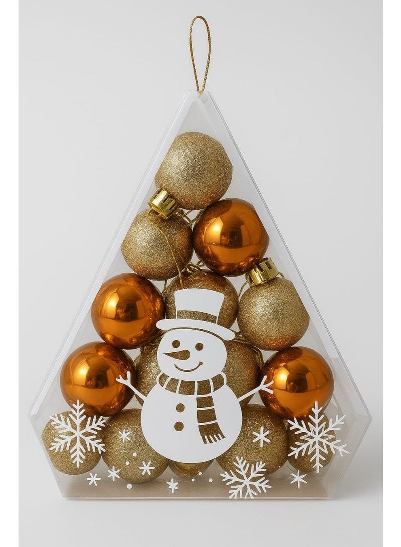 مجموعة كرات تزيين شجرة عيد الميلاد - 12 قطعة من الزينة الذهبية والنحاسية اللامعة مع خيوط للتعليق - Image 3