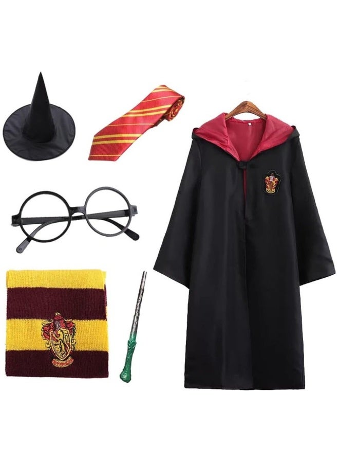 Compatible For 6 Piece Harry Potter COS Performing Set Gryffindor Deluxe Robe Children Costume With Wand Tie Fans Cosplay Gifts Accessory For 105 To 115 cm S