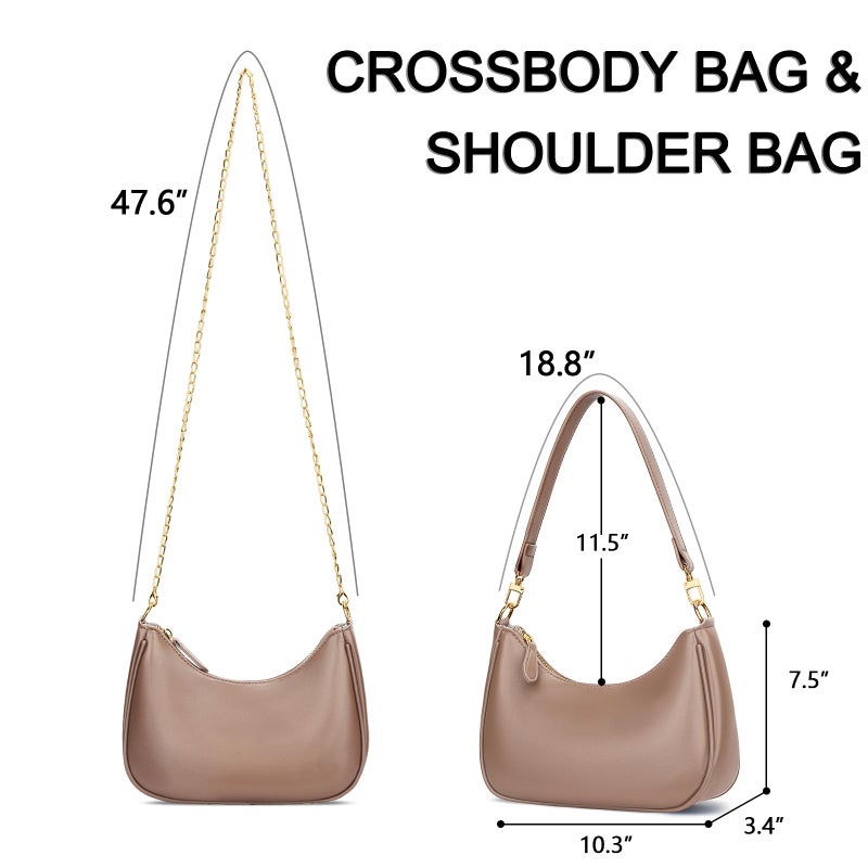 KKXIU Shoulder Bag for Women Cute Hobo Purses and Handbags Retro Clutch Underarm Purse(Khaki) - Image 5