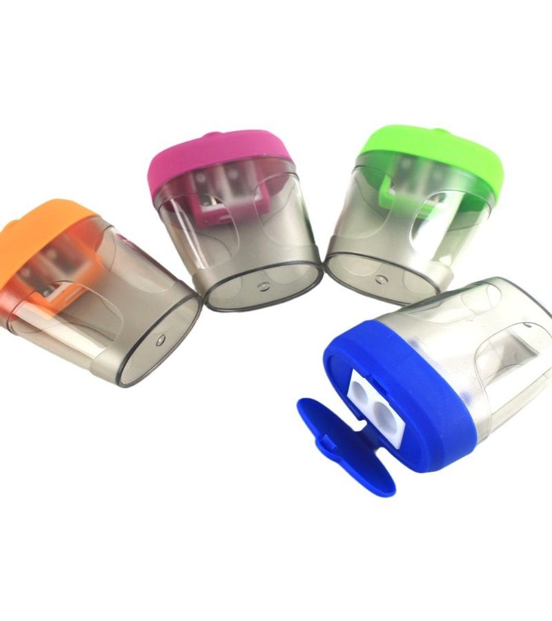 Dual Hole Manual Pencil Sharpener Large Capacity Glitter Compact Portable For School Office Home Students Professionals Artists Durable Sharpener For Pencils Colored Pencils Markers - Image 1