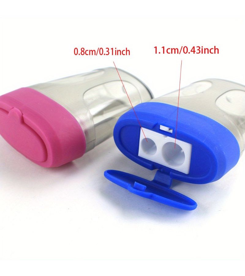 Dual Hole Manual Pencil Sharpener Large Capacity Glitter Compact Portable For School Office Home Students Professionals Artists Durable Sharpener For Pencils Colored Pencils Markers - Image 5