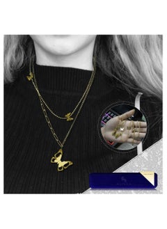 Alissa Butterfly Pendant Necklace Double Layer Neck Chain for Women's Necklace Golden  - Image 5
