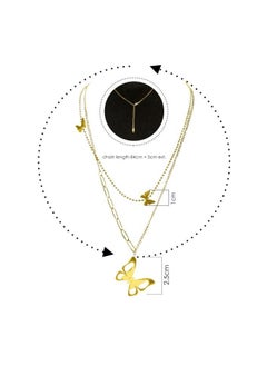 Alissa Butterfly Pendant Necklace Double Layer Neck Chain for Women's Necklace Golden  - Image 2