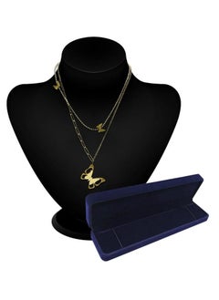 Alissa Butterfly Pendant Necklace Double Layer Neck Chain for Women's Necklace Golden  - Image 3