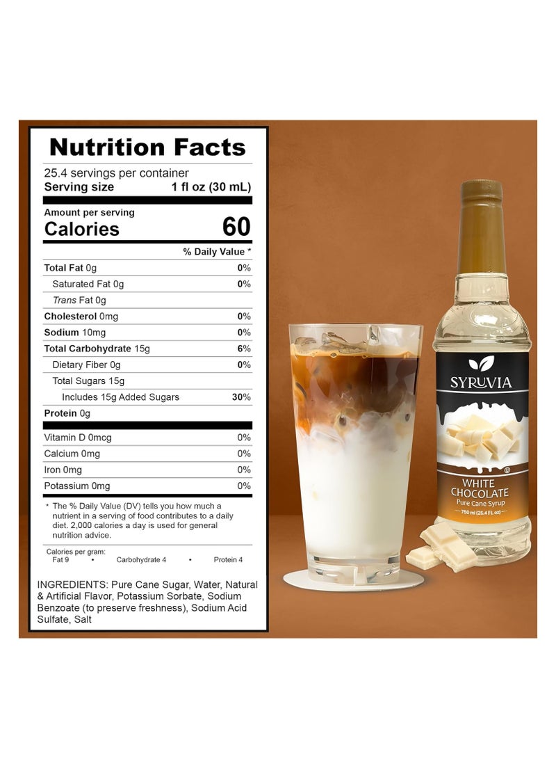 Syruvia Syruvia White Chocolate Syrup for Coffee 750 ml White Chocolate Coffee Syrup  - Image 2
