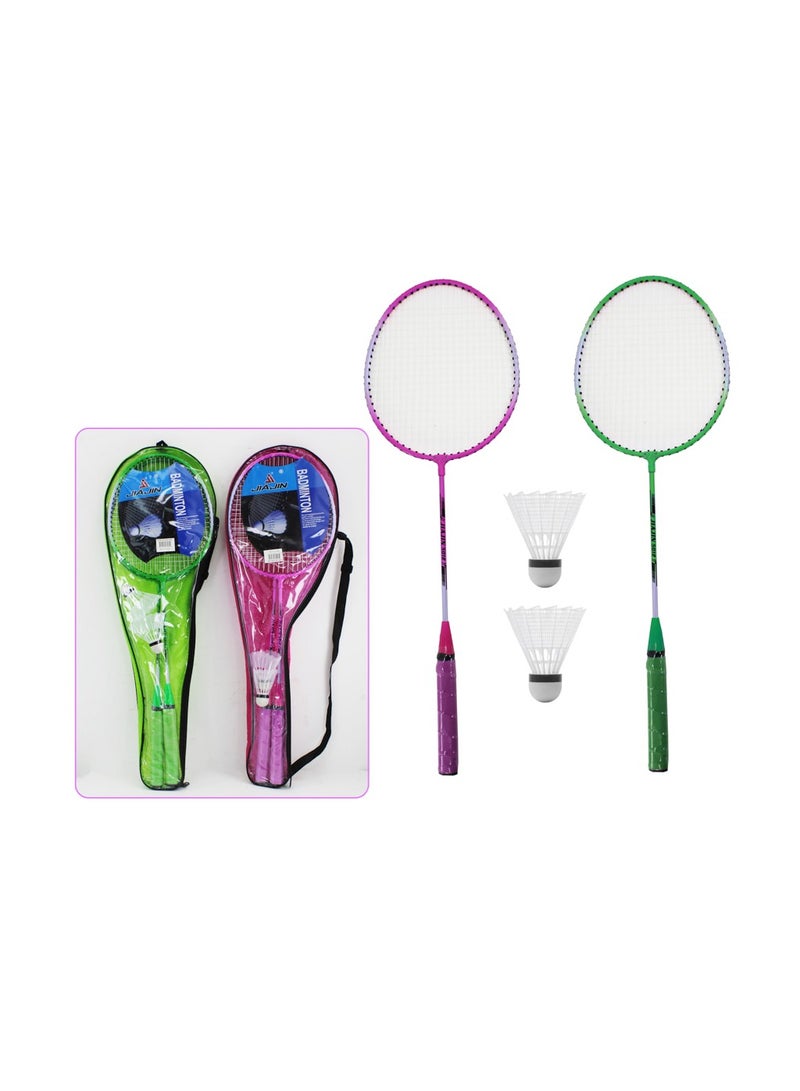 Power Play Badminton Racket Set With Shuttle + Zipper Bag