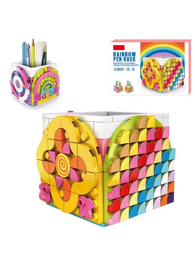 SIENON Dots Rainbow Pencil Holder Building Blocks, DIY Creative Craft Bricks Pen Holder Kit, Fun Construction Jewelry Organizer Box Toys for Kids Birthday Christmas Gift - Image 1