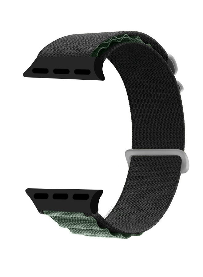 سوار بديل لساعات آبل 49mm 46mm 45mm 44mm - سوار ألباين للنساء والرجال - قابل للتعديل مع حزام معدني G-Hook لساعات آبل الترا SE 8/7/6/5/4/3/2/1 - أسود/أخضر - Image 2