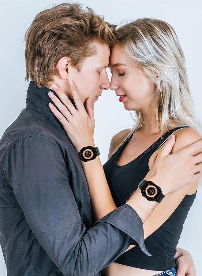 سوار بديل لساعات آبل 49mm 46mm 45mm 44mm - سوار ألباين للنساء والرجال - قابل للتعديل مع حزام معدني G-Hook لساعات آبل الترا SE 8/7/6/5/4/3/2/1 - أسود/أخضر - Image 3