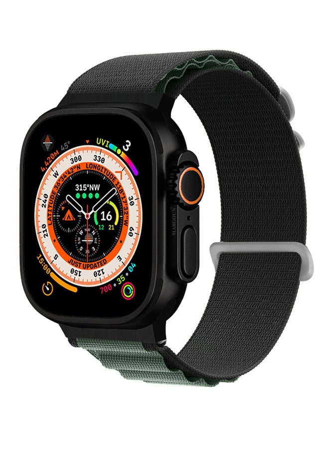 سوار بديل لساعات آبل 49mm 46mm 45mm 44mm - سوار ألباين للنساء والرجال - قابل للتعديل مع حزام معدني G-Hook لساعات آبل الترا SE 8/7/6/5/4/3/2/1 - أسود/أخضر - Image 4