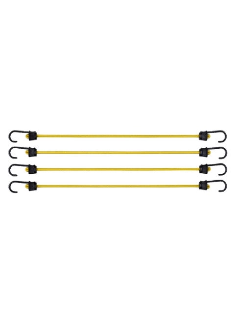 4-Piece High Elasticity Weather Resistant Bungee Cord Set with SST Hooks Yellow 24 Inch 6321