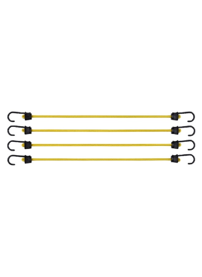 Keeper_Corporation - 4-Piece High Elasticity Weather Resistant Bungee Cord Set with SST Hooks Yellow 24 Inch 6321 - Image 1
