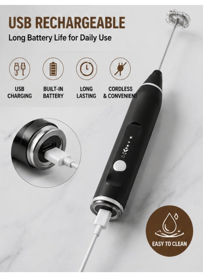 USB Rechargeable Electric Milk Frother – Portable Touch Control Foam Maker & Handheld Whisk for Cappuccino, Latte, Hot Chocolate, Milkshakes & Egg Beating - Image 3