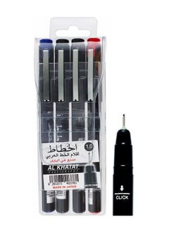 Al Khatat 4-Piece Calligraphy Pen 1mm Tip Multicolour  - Image 1