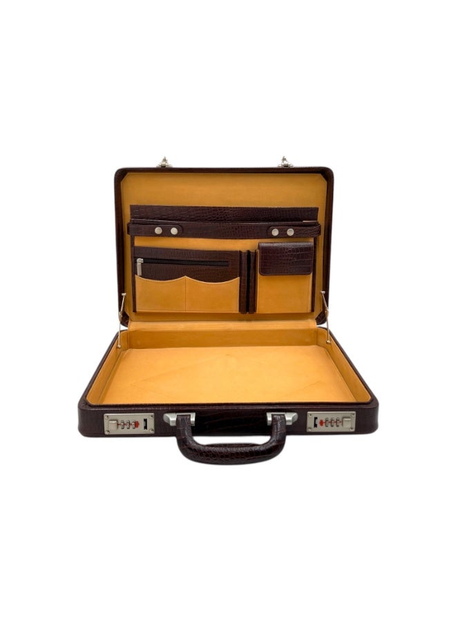 LAVERI LEATHER Briefcase Leather Business Bag Expanding Executive Case Brown - Image 5