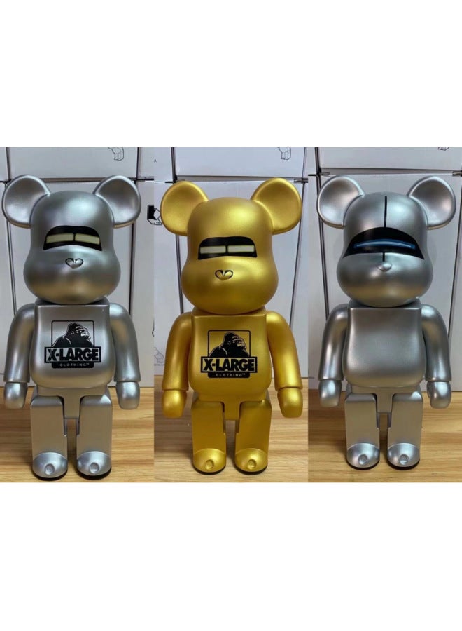 Hundred Bearbricck Vinyl Violence Bear Ornaments Building Blocks Bear Fluid Bear Toy Hand Doll 400%-Color:Jindian Shanji XL (middle)  - Image 1