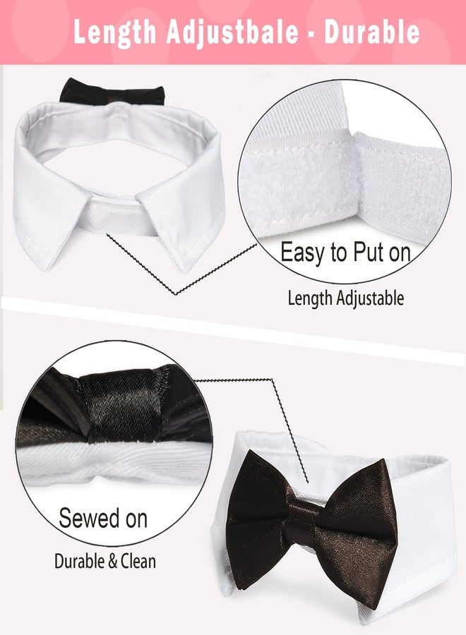 Koolmox Dog Bowtie, KOOLMOX Tux Dog Collar for Weddings with Handcrafted Adjustable White Collar and Black Tie, Classic Neck Tie for Small to Medium Dogs Cats Puppies Valentine's Costumes - Image 3