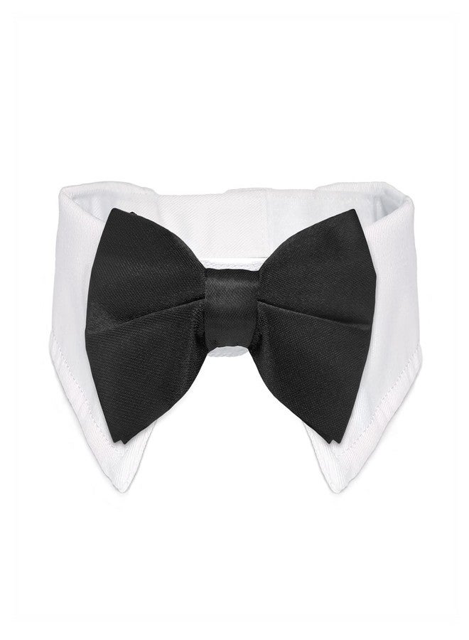 Koolmox Dog Bowtie, KOOLMOX Tux Dog Collar for Weddings with Handcrafted Adjustable White Collar and Black Tie, Classic Neck Tie for Small to Medium Dogs Cats Puppies Valentine's Costumes - Image 1