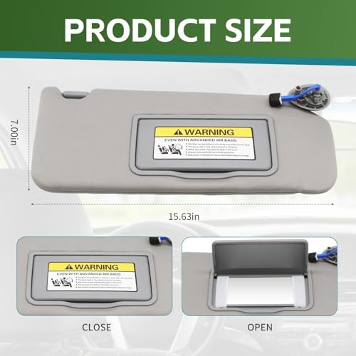 Yunnergo Sun Visor Left Right Side Compatible with Accord 2008-2012 2013 2014 2015 2016 2017 Grey Driver Passenger Side W/Light 83280-TA0-A91ZB 83280-TA5-A51ZA - Image 3