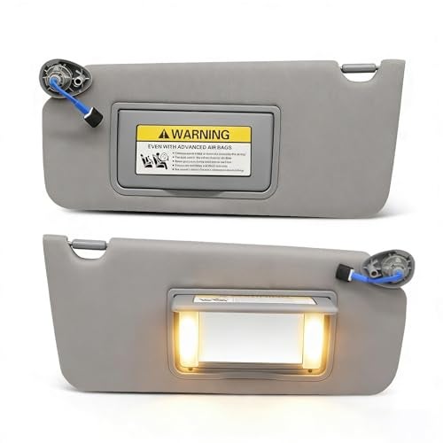Yunnergo Sun Visor Left Right Side Compatible with Accord 2008-2012 2013 2014 2015 2016 2017 Grey Driver Passenger Side W/Light 83280-TA0-A91ZB 83280-TA5-A51ZA - Image 1