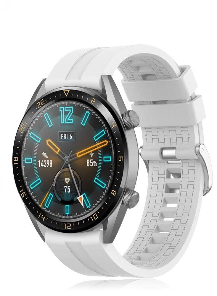 حزام سيليكون 22 ملم لساعة سامسونج جالاكسي 3 45 ملم / واتش 46 ملم / جير اس 3 / هواوي واتش GT3 46 ملم / جي تي 2 اي / جي تي 46 ملم / جي تي 2 برو / جي تي 2 46 ملم / هونر ماجيك واتش 2 46 ملم / امازفيت جي تي ار 4 / جي تي ار 3 / 2 / 2 اي ابيض - Image 1