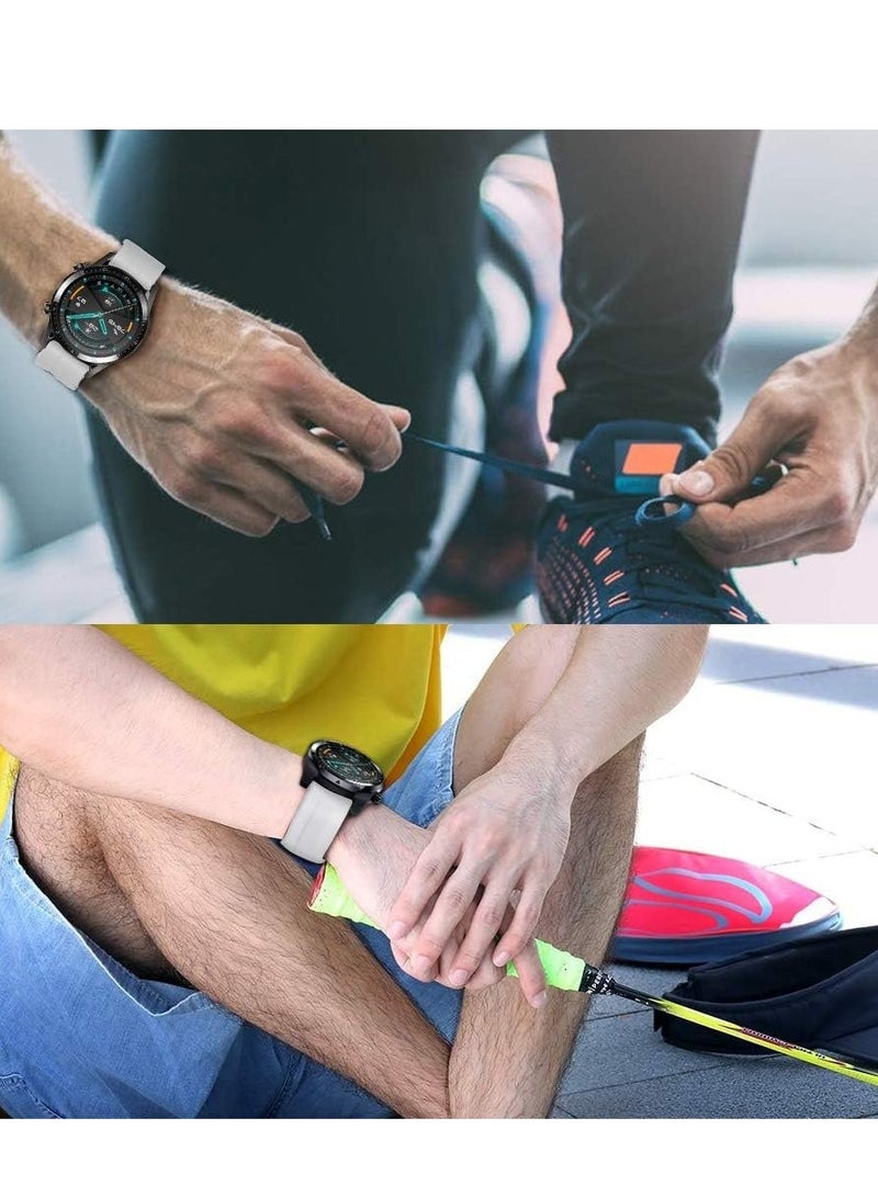 حزام سيليكون 22 ملم لساعة سامسونج جالاكسي 3 45 ملم / واتش 46 ملم / جير اس 3 / هواوي واتش GT3 46 ملم / جي تي 2 اي / جي تي 46 ملم / جي تي 2 برو / جي تي 2 46 ملم / هونر ماجيك واتش 2 46 ملم / امازفيت جي تي ار 4 / جي تي ار 3 / 2 / 2 اي ابيض - Image 4