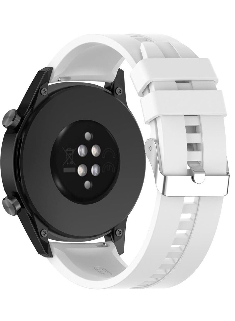 حزام سيليكون 22 ملم لساعة سامسونج جالاكسي 3 45 ملم / واتش 46 ملم / جير اس 3 / هواوي واتش GT3 46 ملم / جي تي 2 اي / جي تي 46 ملم / جي تي 2 برو / جي تي 2 46 ملم / هونر ماجيك واتش 2 46 ملم / امازفيت جي تي ار 4 / جي تي ار 3 / 2 / 2 اي ابيض - Image 5