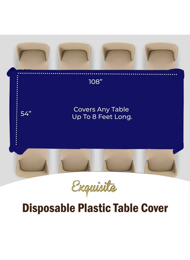 Exquisite 6-Pack Premium Plastic Tablecloth 54in. x 108in. Rectangle Plastic Table Cover - Navy - Image 3