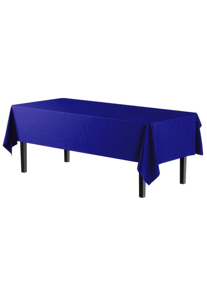 Exquisite 6-Pack Premium Plastic Tablecloth 54in. x 108in. Rectangle Plastic Table Cover - Navy - Image 1