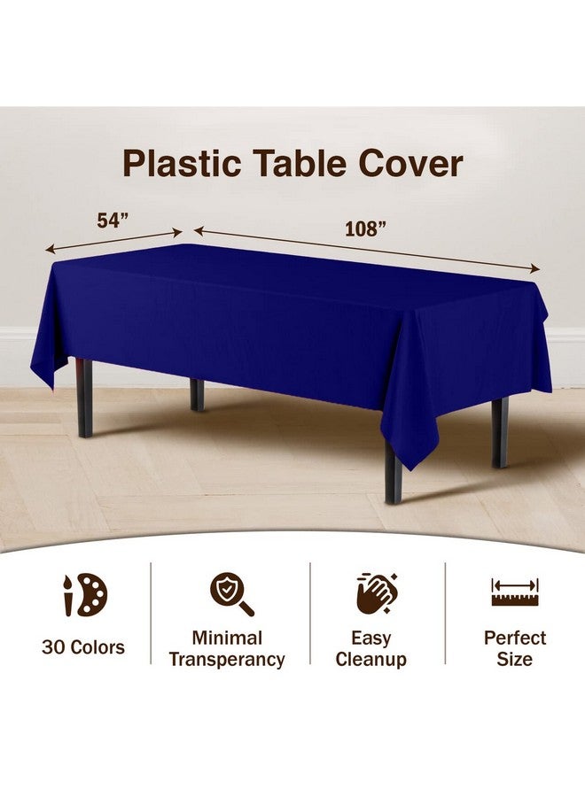Exquisite 6-Pack Premium Plastic Tablecloth 54in. x 108in. Rectangle Plastic Table Cover - Navy - Image 2