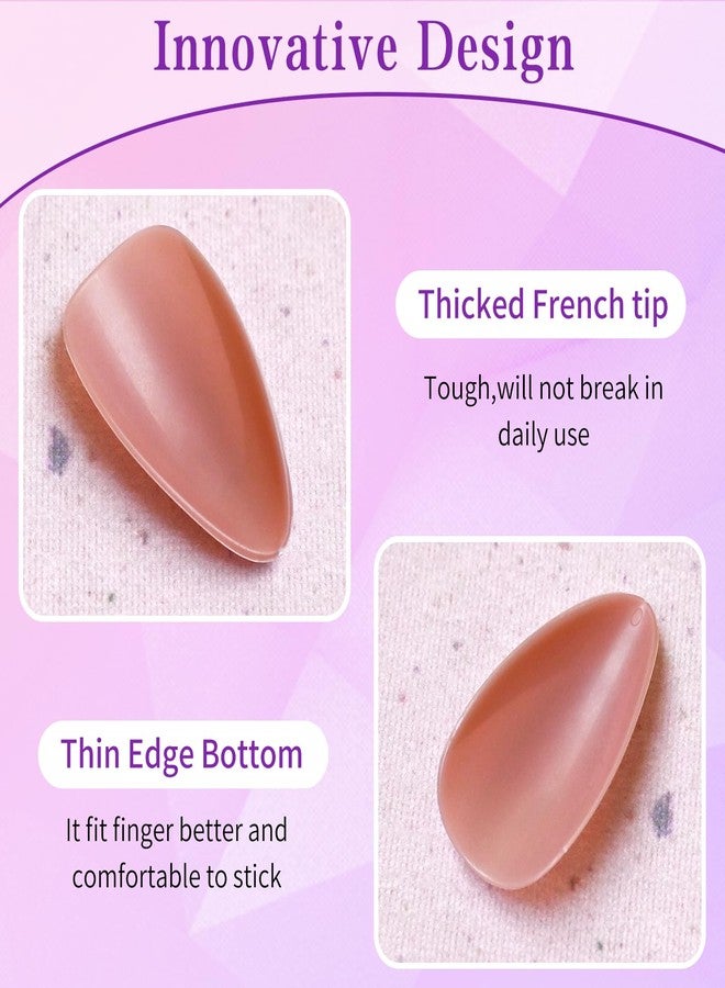 Lifextol 120pc White French Tip Press on Nails Medium Fake Nails Press ons &Adhesive Tab, False Acrylic Nail Press on Nail Almond Nail Tips Artificial Glue on Nails Fingernail Stick Nails - Image 5