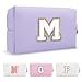 ChaoGreat Personalized Makeup Bag Initial A-Z Preppy Patch Bag,Small PU Leather Travel Cosmetic Bag Pouch with Zipper,Purple Cute Toiletry Bag,Gift Ideal for Teen Girls Women Birthday Friend Mom,Latter M - Image 2