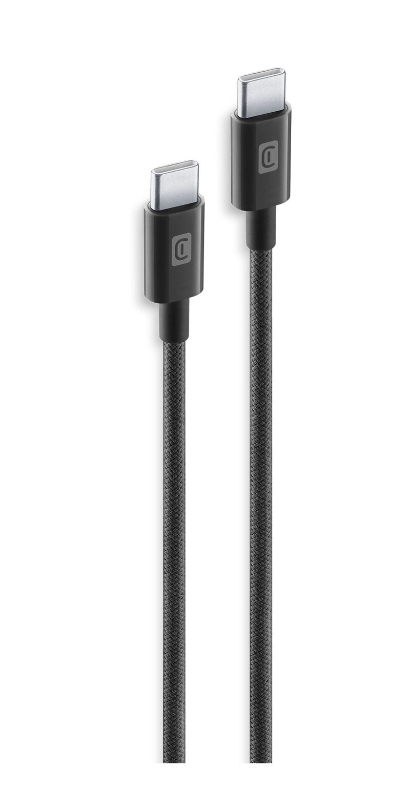 Cellularline USB-C to USB-C Braided Cable 1.5M, Durable Fast Charging & Data Sync Cable, Reinforced Nylon, Universal Type-C Cable – Black - Image 1