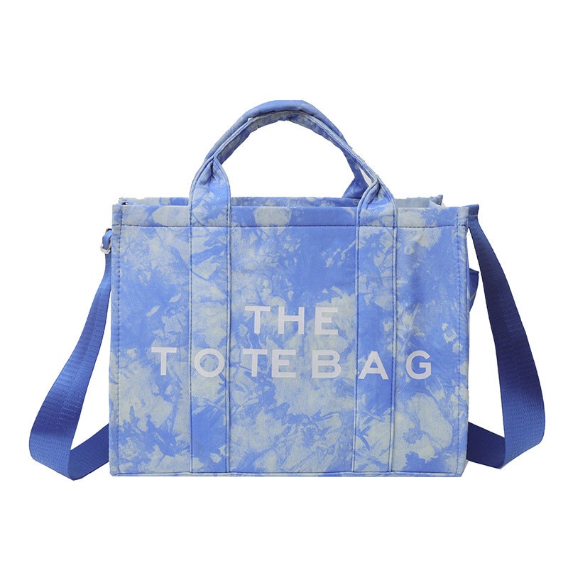 Trendy Fashion Letter Tote Bag, Niche High-End Tie-Dye Shoulder Bag, Casual Commuting Crossbody Bag