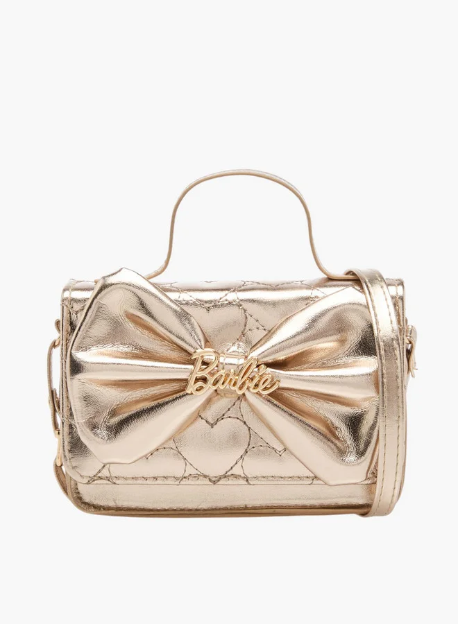 Barbie Girls Bow Accent Crossbody Bag with Adjustable Strap and Flap Closure