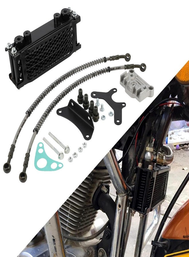 USTPO Motorcycle Oil Cooler Cooling Radiator Engine Kit Universal for CRF XR KLX 50 70 90 110 125 140cc SSR Taotao Coolster Kayo Dirt Pit Bike ATV Black - Image 1