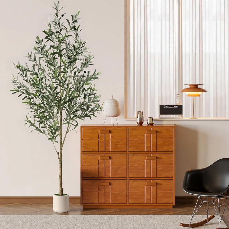 Alupssuc 4FT Artificial Plants Olive Tree with Elegant White Pot, Fake Plants for Indoor/Outdoor Use, Natural Wood Trunk & Faux Fruits - Modern Decor Plants for Home Office Living Room, 120cm - Image 3
