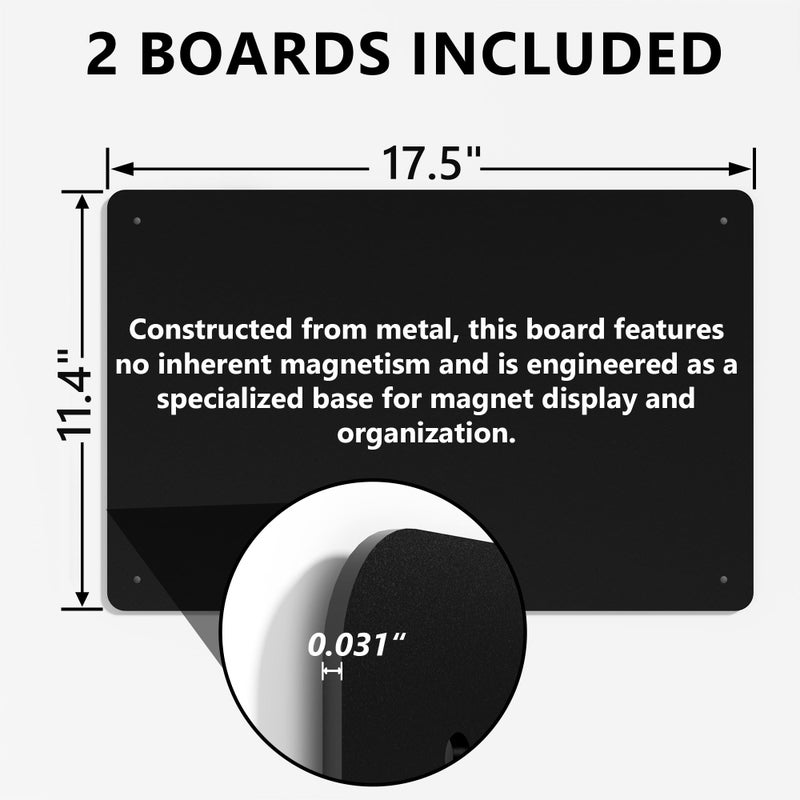 Neatsure 2 Pack Magnetic Board for Wall, 17.5" x 11.4" Magnet Bulletin Memo Board, Metal Sheets to Display Magnetic Letter Number Souvenir, Notes, Poetry, Photos, Black - Image 3