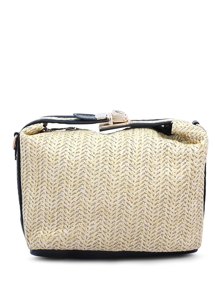 London Rag Dark Beige Woven Purse Bag
