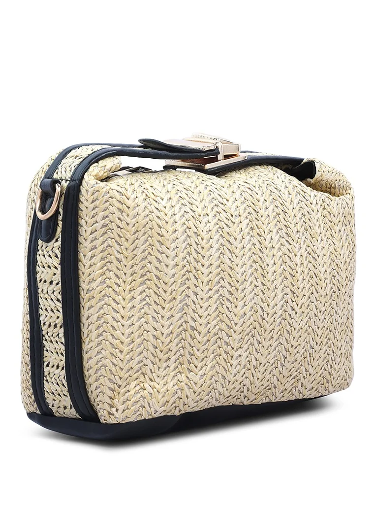 London Rag Dark Beige Woven Purse Bag