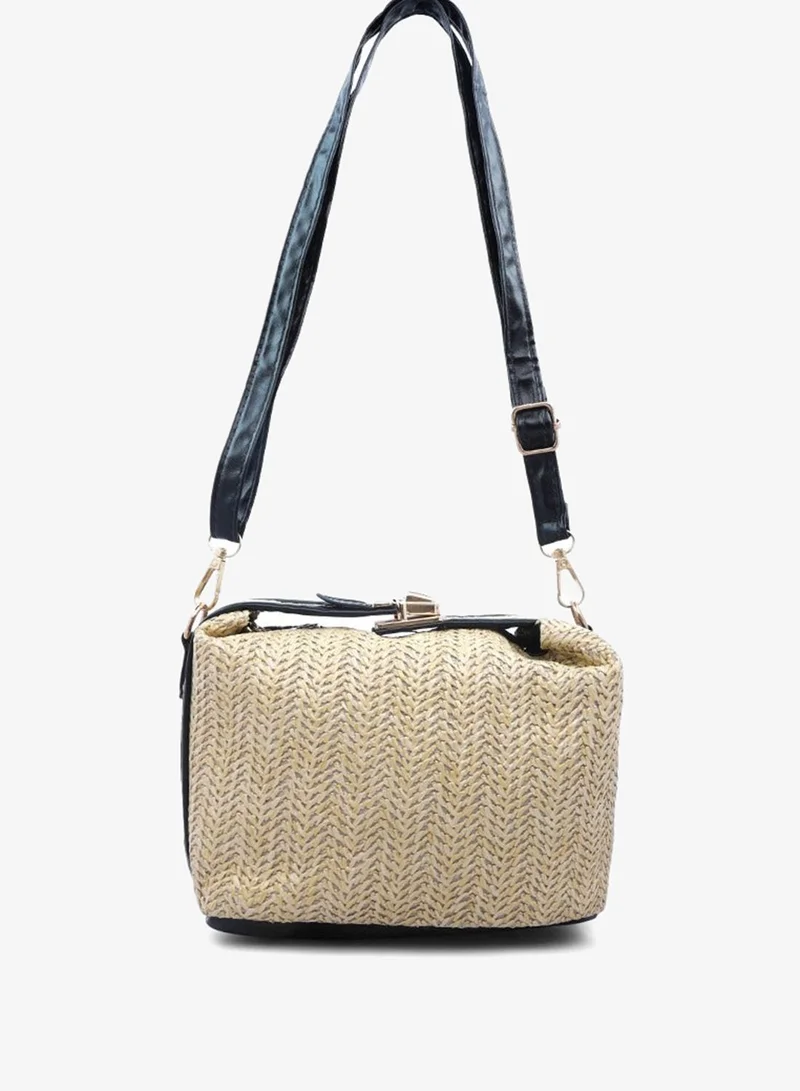 London Rag Dark Beige Woven Purse Bag