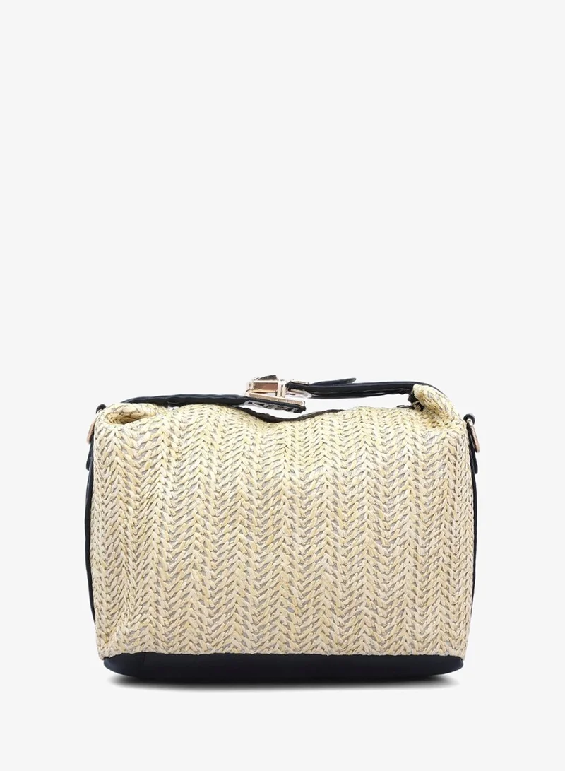 London Rag Dark Beige Woven Purse Bag