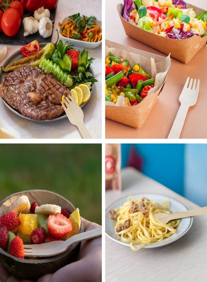 TANGTEA 200 Pack Compostable Wooden Forks - 6.2" Biodegradable, Splinter-Free & Sturdy Disposable Cutlery for Parties, Camping, Catering & Events - Image 3