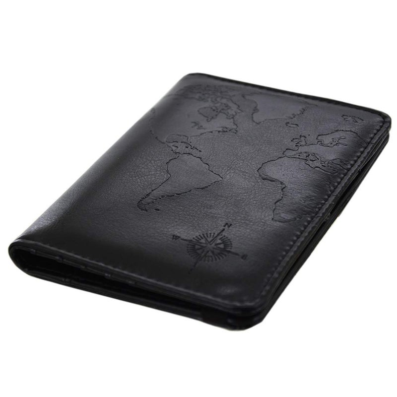 kandouren kandouren RFID Passport Holder Cover Case,Travel Accessories for Men & Boy,Passport Wallet(black world)  - Image 3